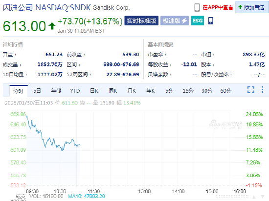 闪迪业绩大超预期,人工智能需求激增推动其股价大涨13%