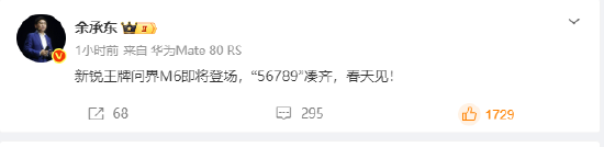 余承东:问界M6即将登场,“56789”凑齐