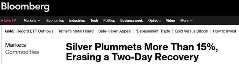 突发崩溃式行情!贵金属市场惊现恐怖跌势:银价崩跌16% 金价暴跌165美元