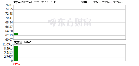 N林平上午收盘涨66.05% 半日成交6.51亿元