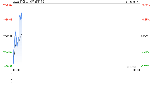 快讯：现货黄金低开30美元 失守4900美元/盎司