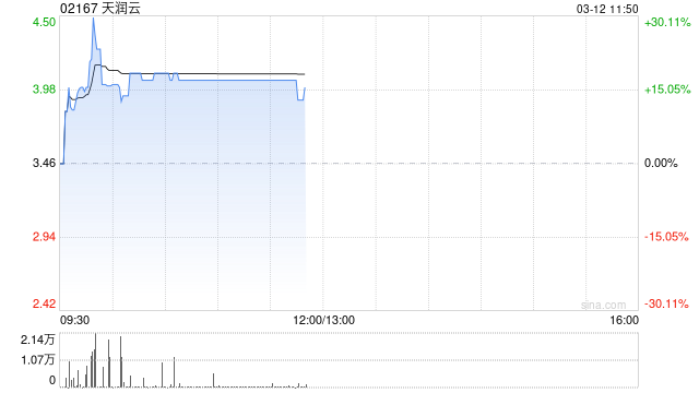 天润云午前涨超17% 预计去年净利润同比增长约60%至90%
