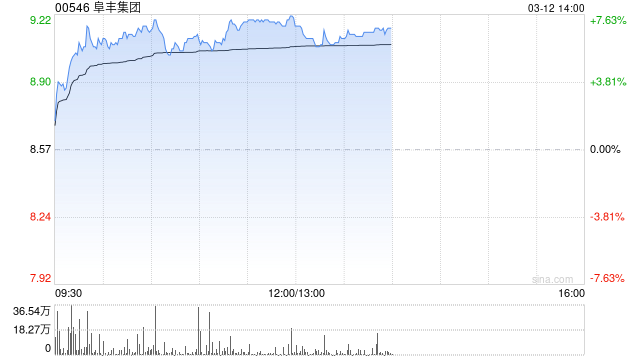 阜丰集团午后涨超6% 集团近期宣布上调味精产品价格