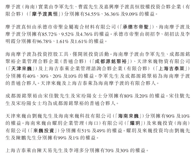 私募基金「摩予渡」约2.35亿拿下香港上市公司逾39%股权，李军、宋佳骏、陈天易将加入董事会