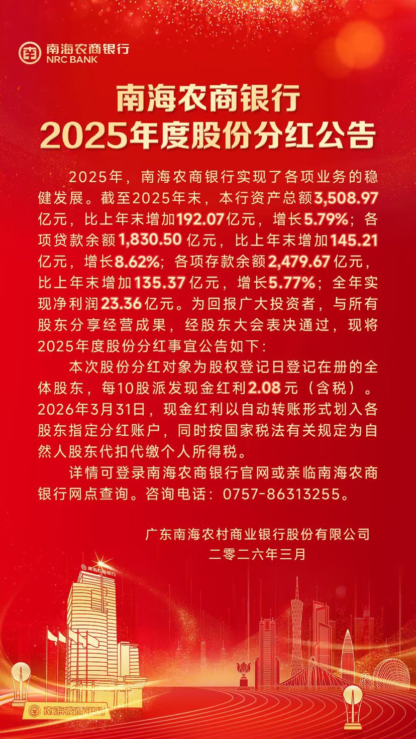 南海农商银行分红“逐年缩水”:股息光环下的增长隐忧