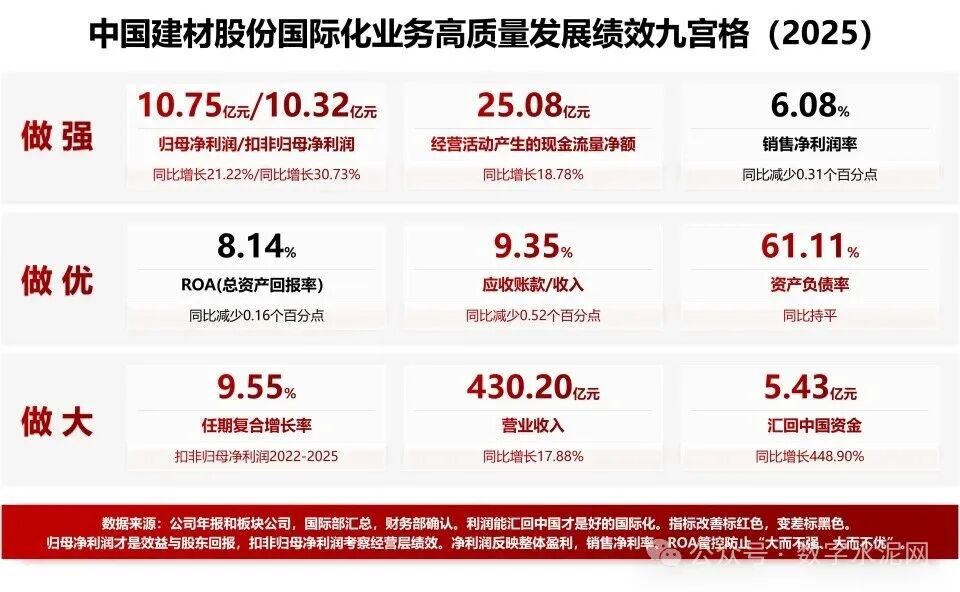 中国建材2025年国际化业务收入利润实现两位数双增长