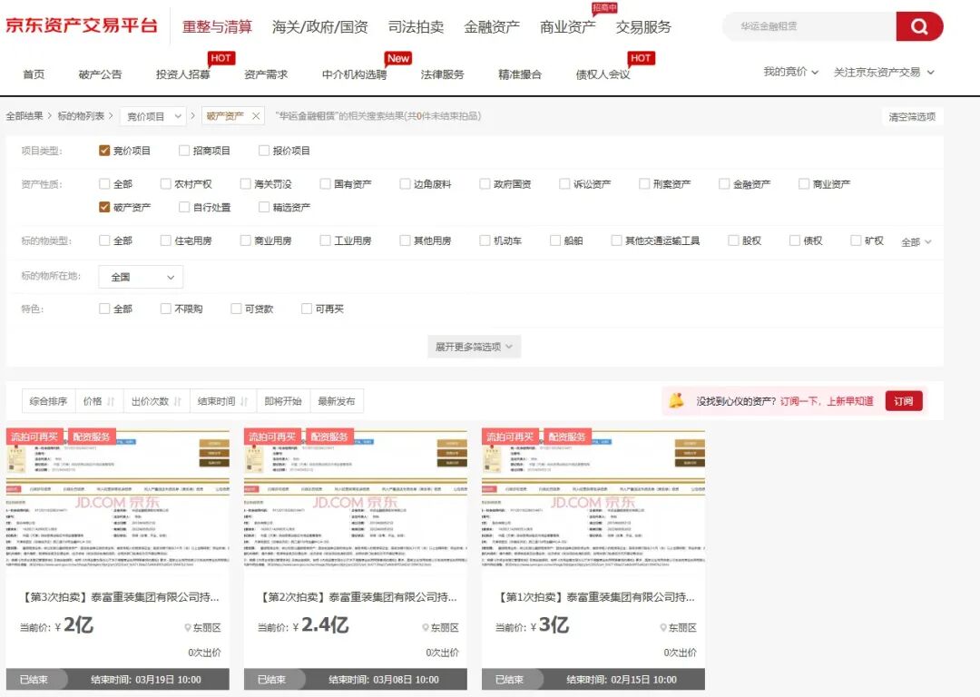 三次零出价流拍!华运金租股权无人接?