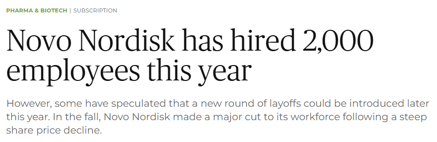 裁员9000人的诺和诺德，又招了2000人