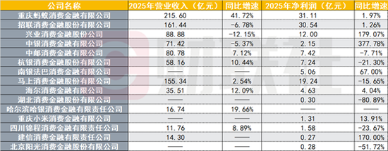 消费金融机构“冰火两重天”，蚂蚁消金收入215.6亿大涨42%，也有下滑者利润大降超八成