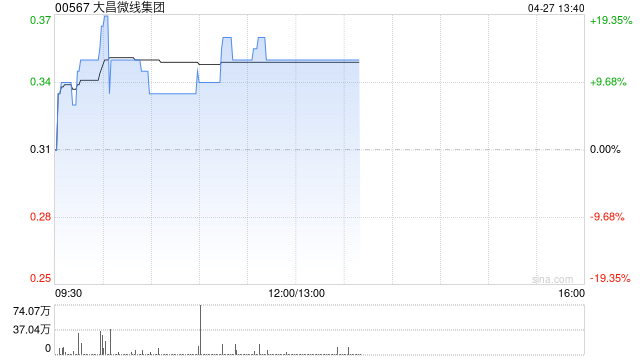 大昌微线集团午前涨逾13% 拟更名为“金安具身智能科技集团”