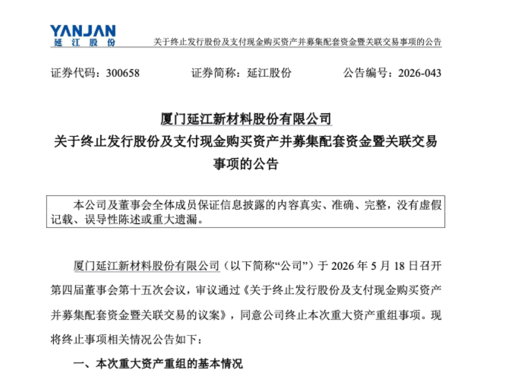 300658，重大资产重组终止